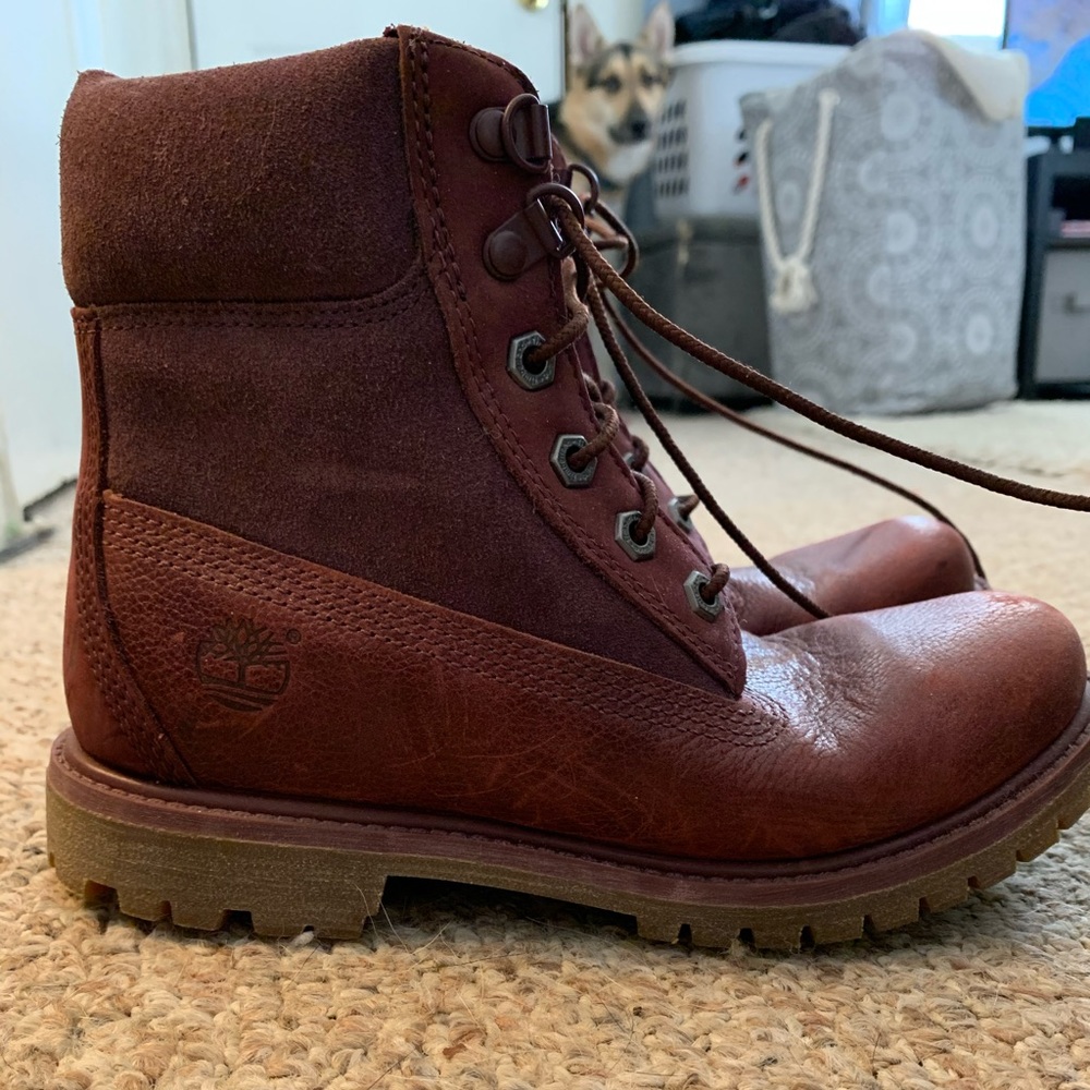 Maroon Timberland Boots